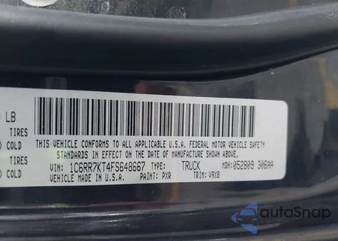2015 Ram 1500 Express z USA, uszkodzony, nr VIN 1C6RR7KT4FS648667